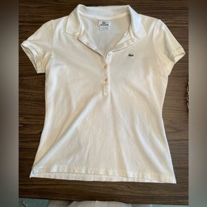 White Womens Lacoste polo size 40